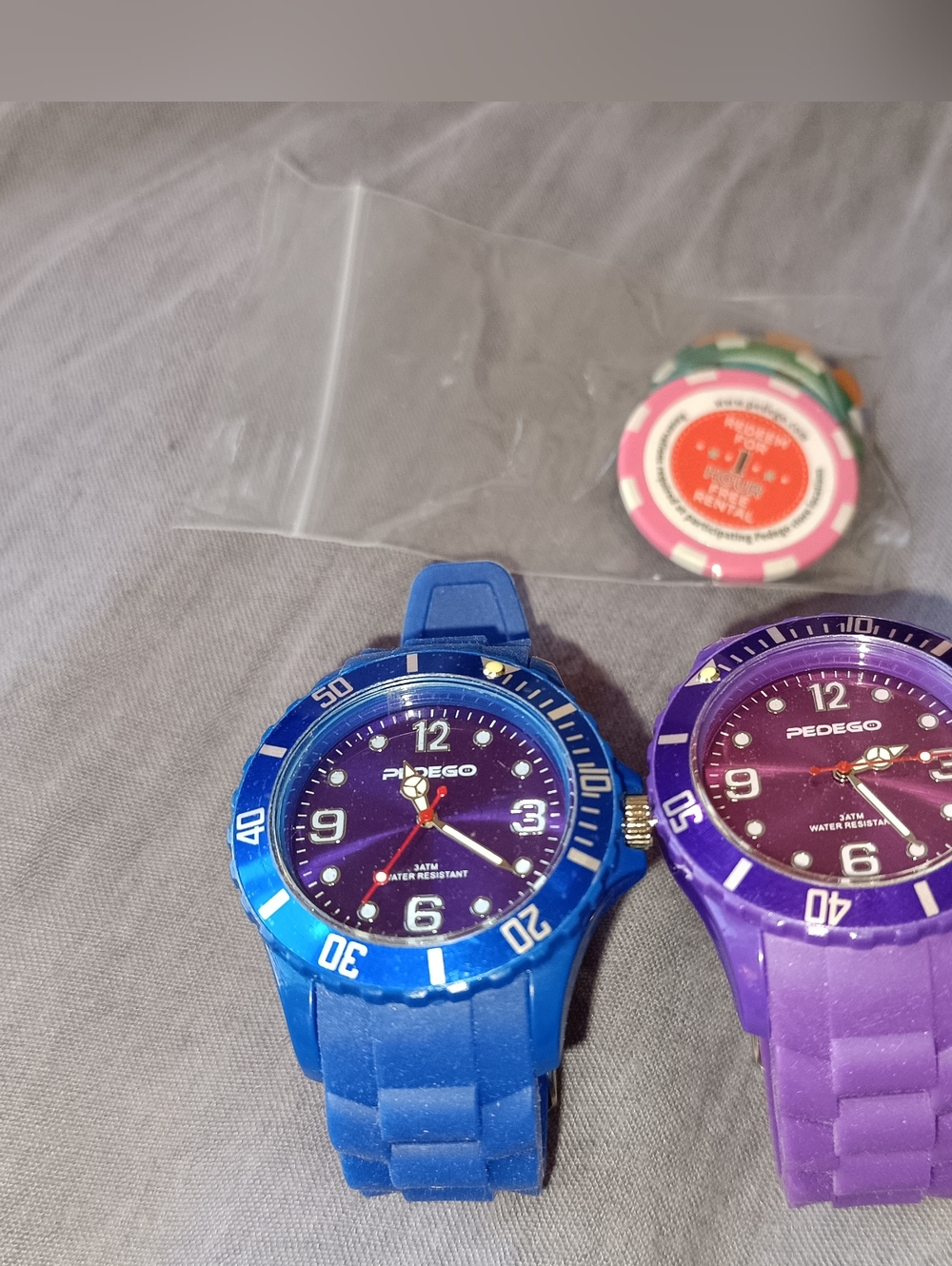 TWO Pedego Water Resistant Silicone Watches NWOT + FREE Pedego TOKENS!